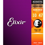 Elixir Phosphor Bronze 12-String Acoustic Guitar Strings w/ NANOWEB Coating, Light 10-47
