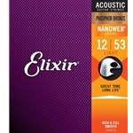 Elixir Phosphor Bronze Acoustic Guitar Strings w/ NANOWEB Coating, Light 12-53