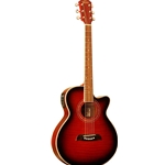 Oscar Schmidt OG10CEFTR Flame Transparent Red Acoustic Electric Guitar