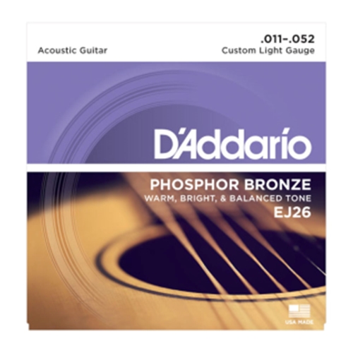 D'Addario EJ26 Phosphor Bronze Acoustic Guitar Strings, Custom Light, 11-52
