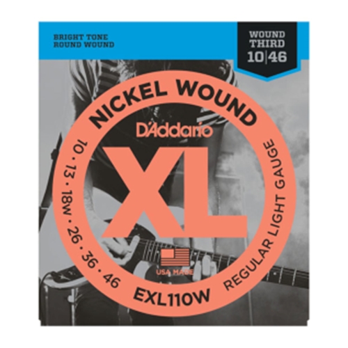 D'Addario EXL110W Nickel Wound Electric Guitar Strings, Regular Light, Wound 3rd, 10-46