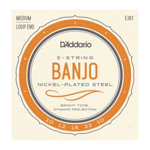 D'Addario EJ61 5-String Banjo String Set, Nickel, Medium 10-23